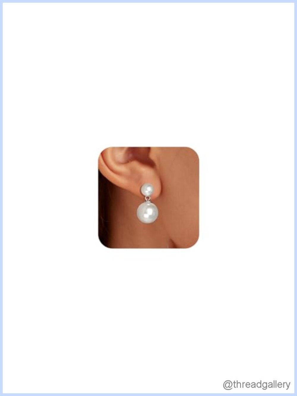 Double Pearl Drop Earrings 925 Sterling Silver 14k Plated Dangle